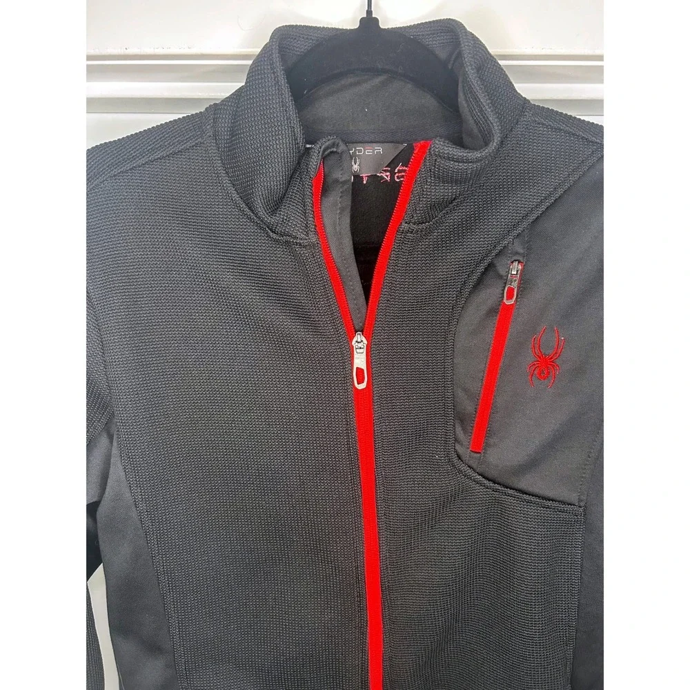 Spyder‎ Boys Full Zip Technical Fleece Jacket Black Large 14/16 Gorpcore Outdoor